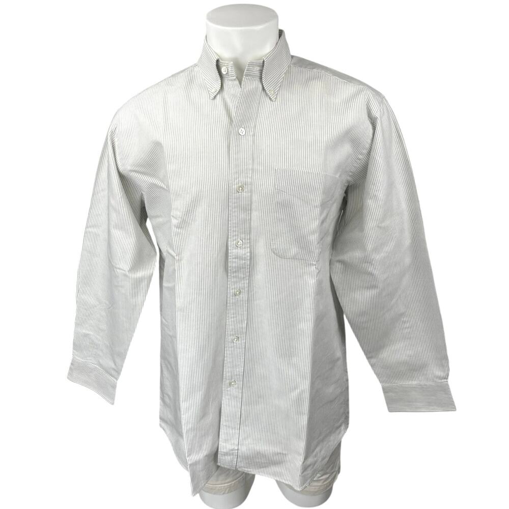 Swells New England Shirt Co Men's Gray Striped Long Sleeve Dress Shirt Top Sz 34